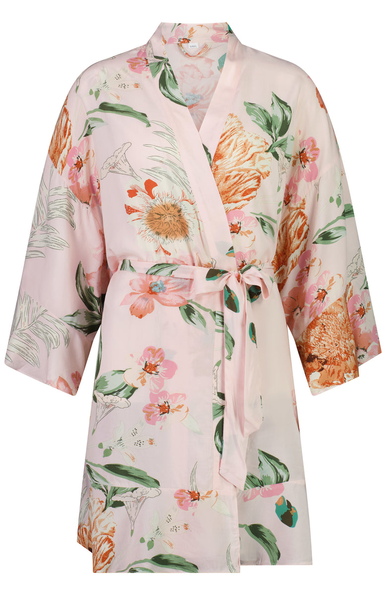 Amelia Cotton Floral Robe Blush The Sleepover