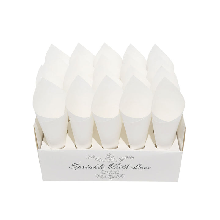 Biodegradable Confetti Tray & Cones - White