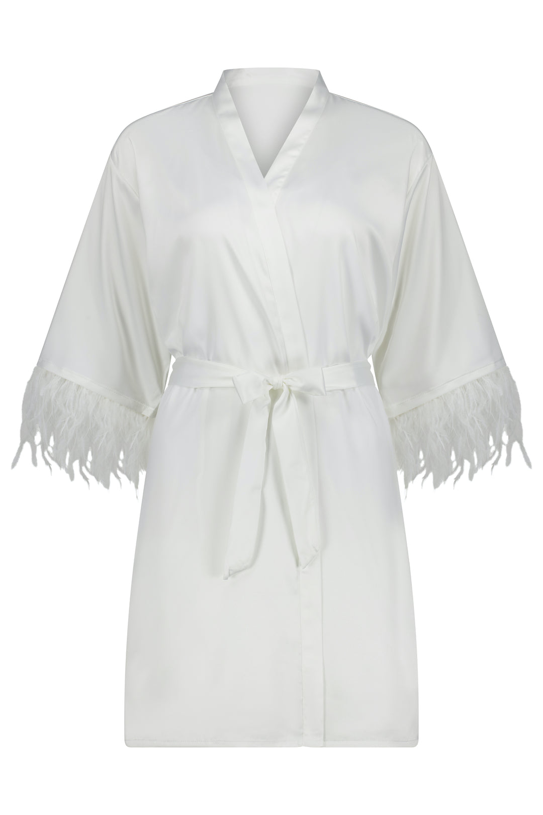 Emmy Feather Bridal Robe - White