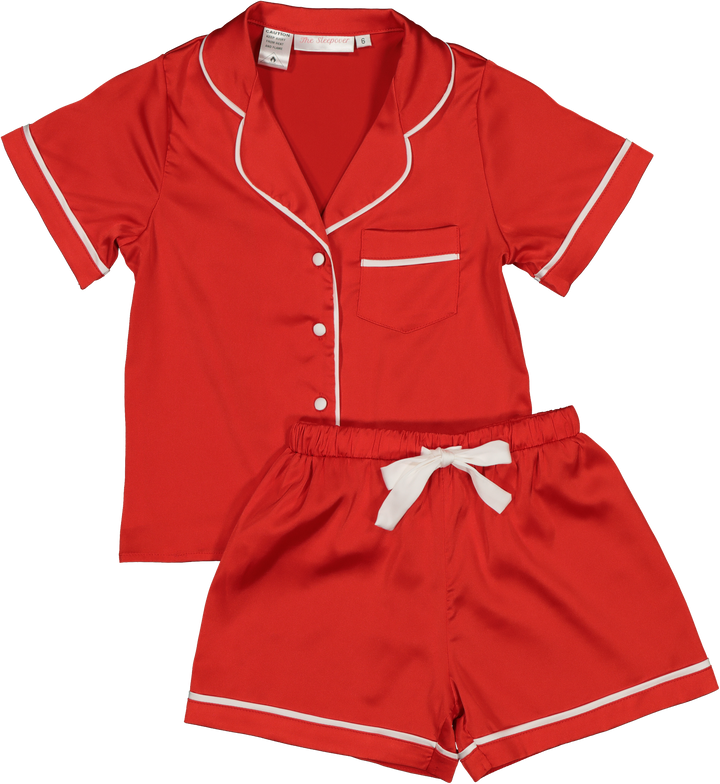 Sienna Kids Short PJ Set - Red/White - Size 10 - Drawstring Missing x 2