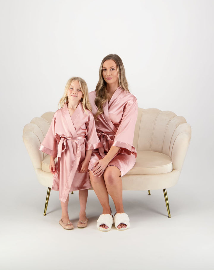 Alexa Satin Robe - Dusty Rose