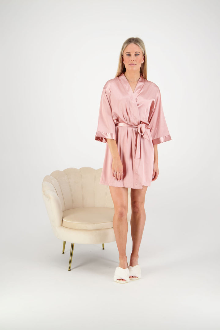 Alexa Satin Robe - Dusty Rose