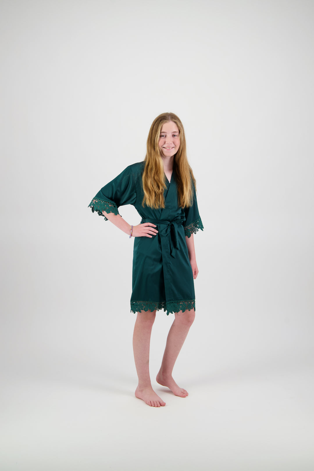 Misha Mini Flower Girl Robe - Forest Green