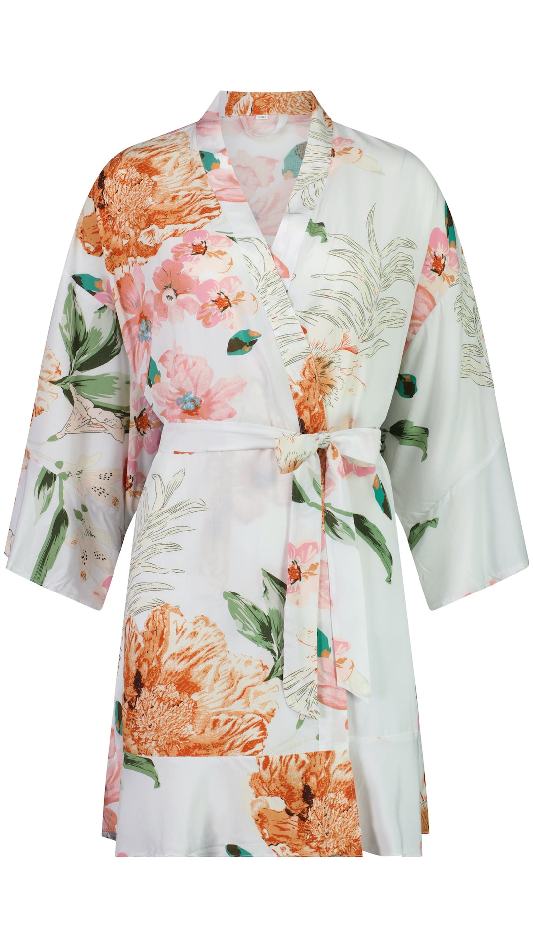 Amelia Cotton Floral Robe - White