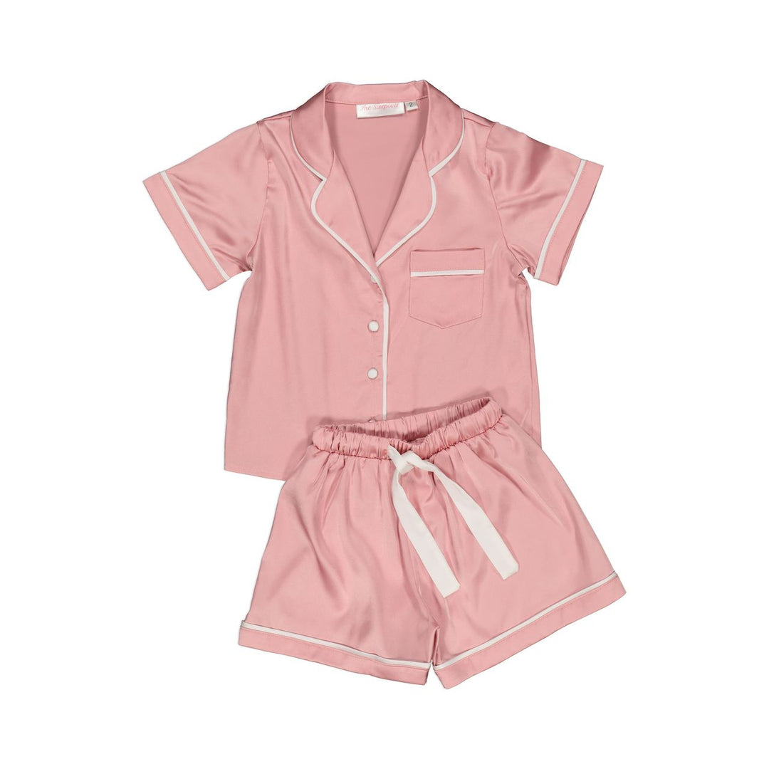 Sienna Kids Short PJ Set - Dusty Rose/White