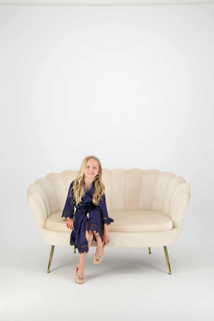 Misha Mini Flower Girl Robe - Navy