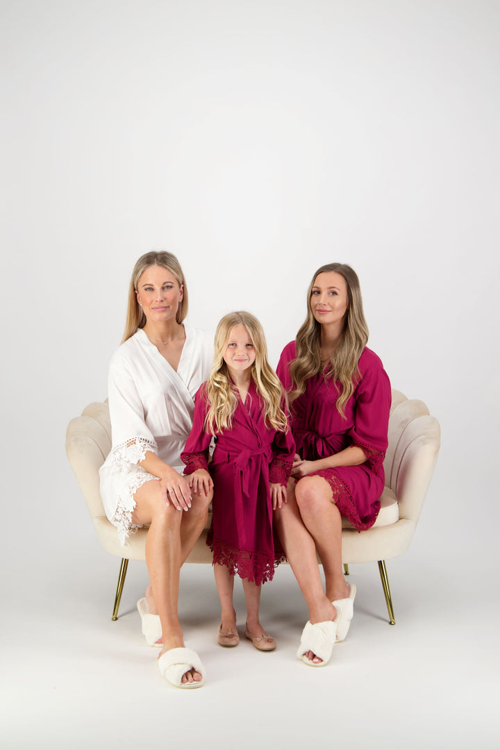 Olivia Cotton Flower Girl Robe - Burgundy