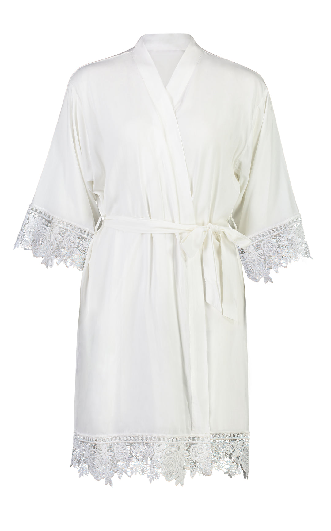 Olivia Cotton Lace Robe - White