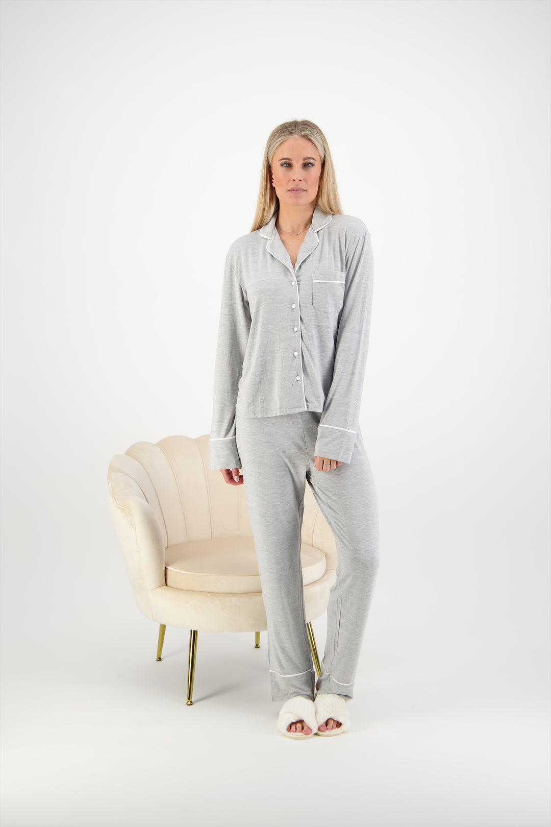 Sophia Supersoft Long PJ Set - Grey Marle