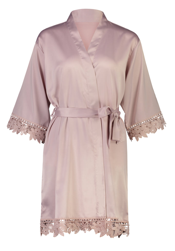 Misha Lace Robe - Nude Pink