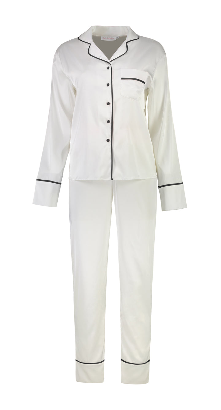 Georgie Long PJ Set - White/ Black