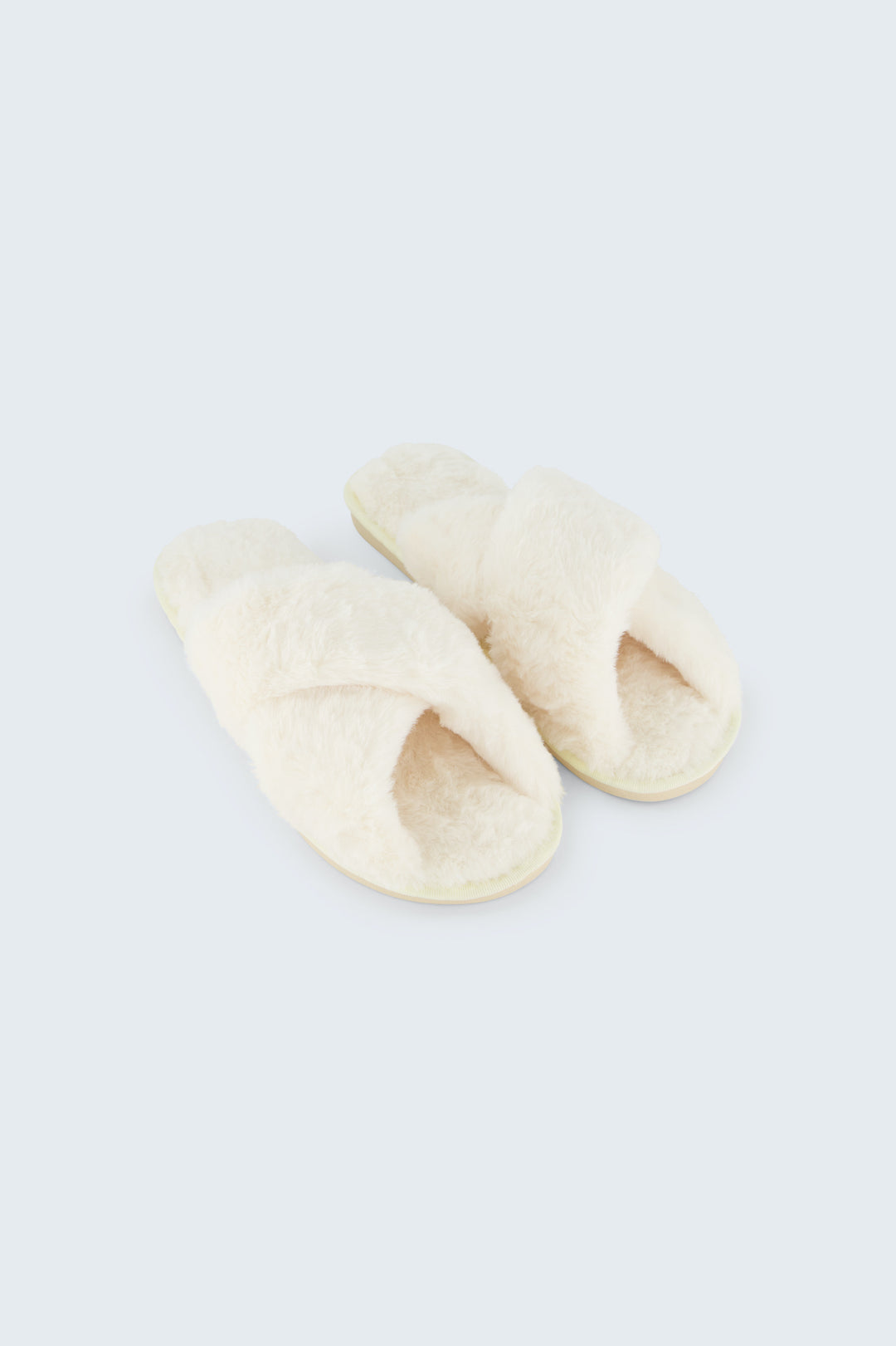 Maia Fluffy Crossover Slippers - White