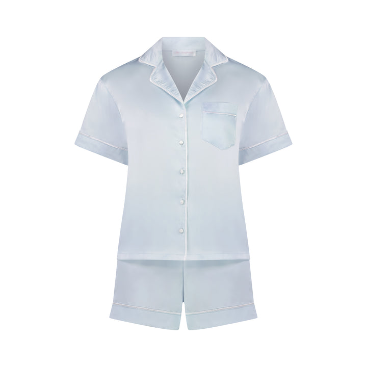 Sienna Short PJ Set - Light Blue/White