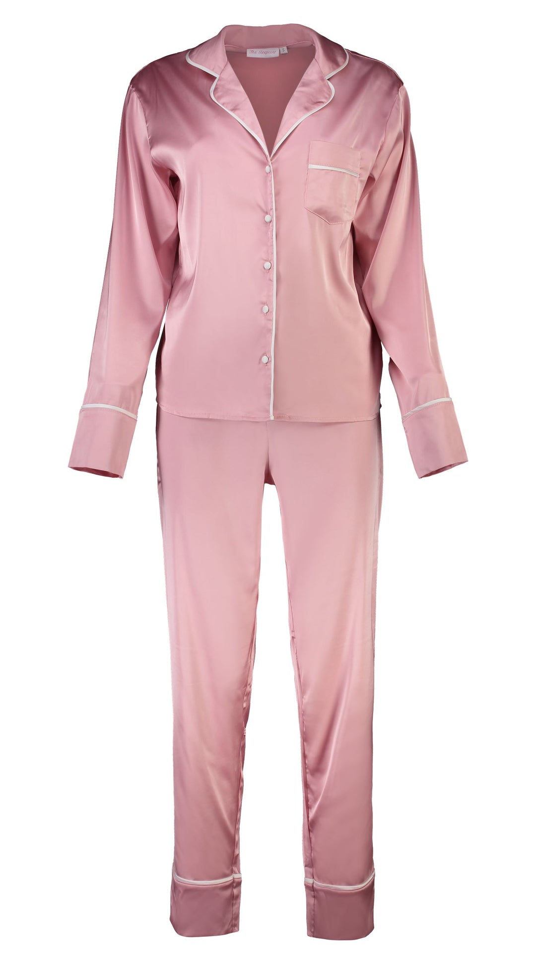 Georgie Long PJ Set - Dusty Rose/ White