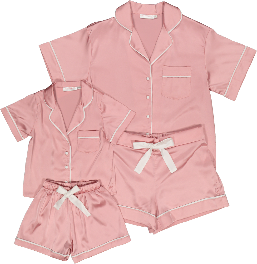 Sienna Kids Short PJ Set - Dusty Rose/White