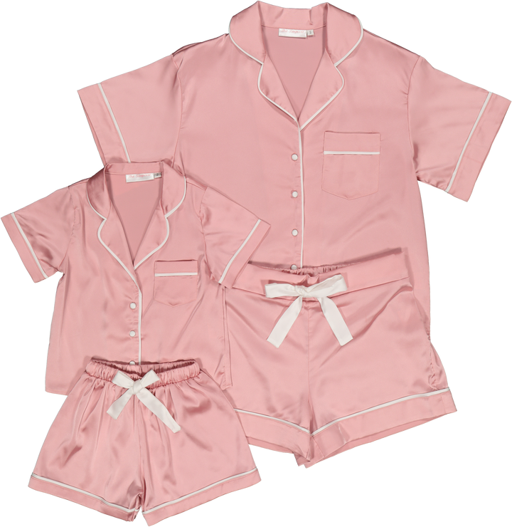 Sienna Kids Short PJ Set - Dusty Rose/White